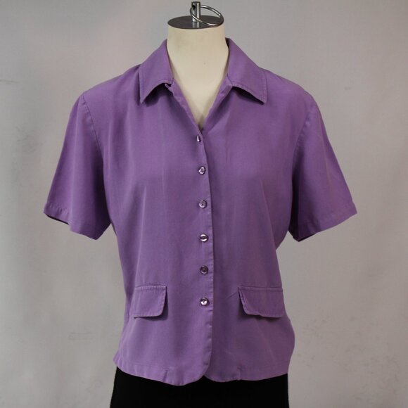 Anna & Frank Tops - Vintage Anna & Frank Lilac Short Sleeve Button down Blouse‎ Size M